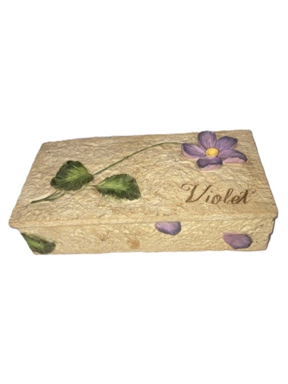 Hand-Painted 'Violet' Keepsake Box with Floral Design